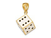 14k Yellow Gold with Enamel 3D Dice Charm