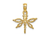 14k Yellow Gold 2D and Textured Mini Dragonfly with Cut-out Wings Charm