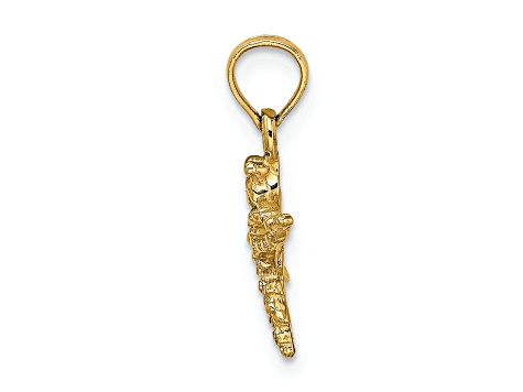 14k Yellow Gold 2D and Textured Mini Dragonfly with Cut-out Wings Charm