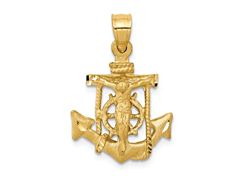 14K Yellow Gold Mariners Cross Pendant