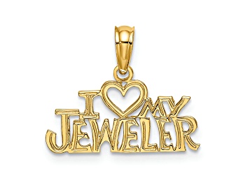 Picture of 14k Yellow Gold Textured I HEART MY JEWELER pendant