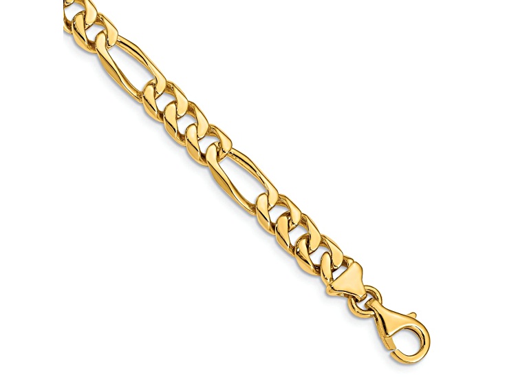 14k Yellow Gold 7mm Hand-Polished Figaro Link Bracelet - 13445A | JTV