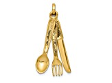 14k Yellow Gold Textured Knife, Fork and Spoon Charm Pendant