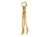 14k Yellow Gold Textured Knife, Fork and Spoon Charm Pendant