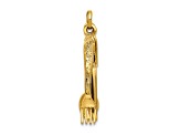 14k Yellow Gold Textured Knife, Fork and Spoon Charm Pendant
