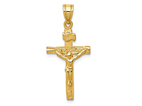 14K Yellow Gold INRI Crucifix Charm