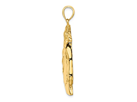 14k Yellow Gold Textured Horse Head with Long Mane Pendant