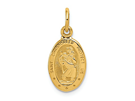 14K Yellow Gold Saint Christopher Medal Charm