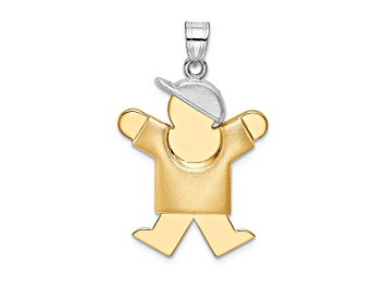 Picture of 14k Yellow Gold and 14k White Gold Satin Puffed Boy with Hat on Right Charm
