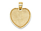 14k Yellow Gold and Rhodium Over 14k Yellow Gold I Love You Textured in Heart Pendant