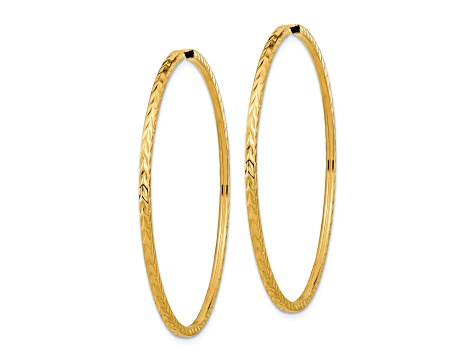 14K Yellow Gold Hollow Tube Continuous Hoop Earrings 2024 3/4