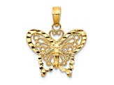 14k Yellow Gold Diamond-Cut and Textured Butterfly Pendant