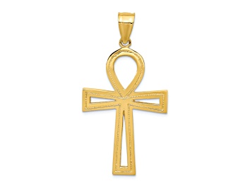 Picture of 14k Yellow Gold Textured Ankh Cross Pendant