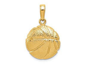 14k Yellow Gold Textured Basketball Pendant