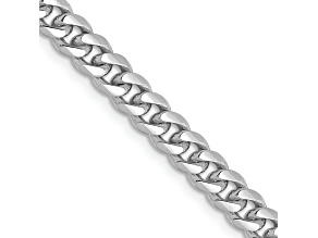 Rhodium Over 14k White Gold 4.25mm Solid Miami Cuban 26 Inch Chain