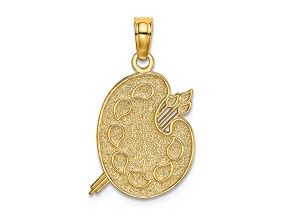 14k Yellow Gold Textured Painters Palette Charm