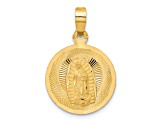 14K Yellow Gold Polished Diamond-cut Lady Of Guadalupe Circle Pendant