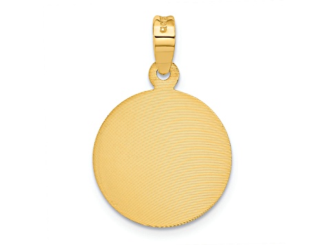 14K Yellow Gold Polished Diamond-cut Lady Of Guadalupe Circle Pendant