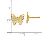 14K Yellow Gold Textured and Polished Butterfly Post Earrings