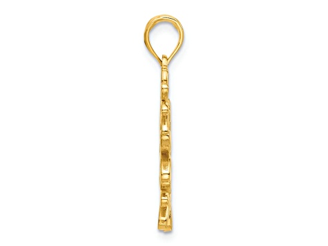 14k Yellow Gold Polished Floral Pendant