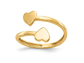 14K Yellow Gold Double Heart Toe Ring