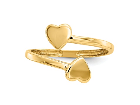 14K Yellow Gold Double Heart Toe Ring