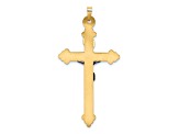 14k Yellow Gold and 14k White Gold Polished/Textured INRI Budded Crucifix Pendant