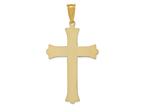 Good 14K Yellow Gold Satin & Diamond-cut Cross Earrings