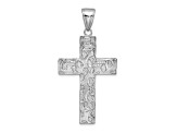 Rhodium Over 14k White Gold Polished and Textured Nugget Style Cross Pendant