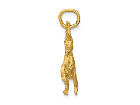 14k Yellow Gold 3D Brushed and Diamond-Cut Dancing Unicorn Pendant