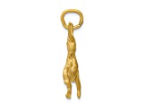14k Yellow Gold 3D Brushed and Diamond-Cut Dancing Unicorn Pendant