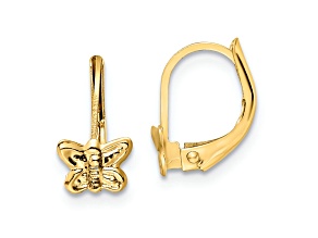 14K Yellow Gold Polished Butterfly Leverback Earrings