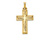 14K Yellow Gold Brushed and Polished Latin Cross Pendant