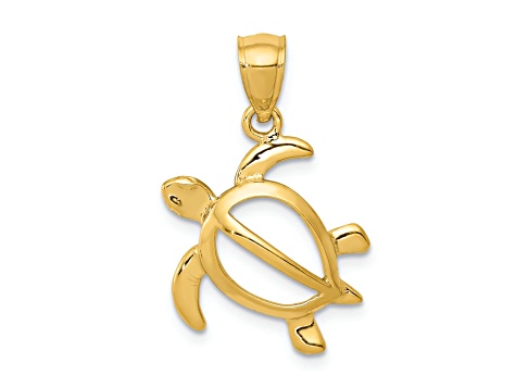 14K Yellow Gold Open Turtle Pendant