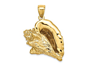 14k Yellow Gold 3D Textured Conch Shell Charm