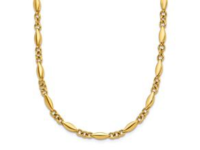 14k Yellow Gold Polished Fancy Link 17 Inch Necklace
