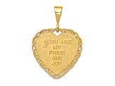 14k Yellow Gold Textured Reversible For My Daughter Heart Pendant