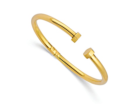 14K Yellow Gold Polished Hinged Cuff Bangle