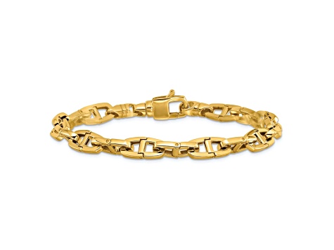 14K Yellow Gold 7.2mm Solid Anchor 8.5 Inch Bracelet