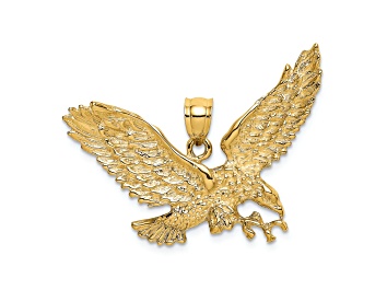 Picture of 14k Yellow Gold Textured Eagle with Beak Touching Claws Charm