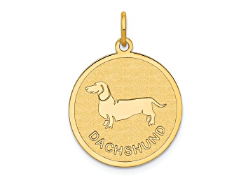 Picture of 14k Yellow Gold Satin Dachshund Disc Charm