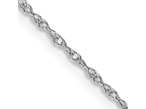Rhodium Over 10k White Gold 0.8mm Baby Rope 14 Inch Chain