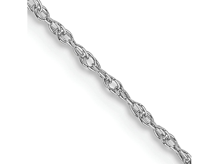 Rhodium Over 10k White Gold 0.8mm Baby Rope 22 Inch Chain