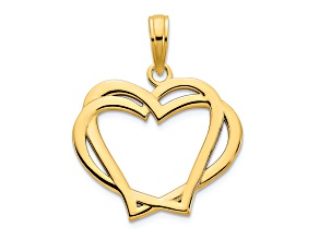 14k Yellow Gold Heart in a Heart Pendant