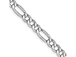 Rhodium Over 14k White Gold 4.4mm Figaro Link 24 Inch Chain