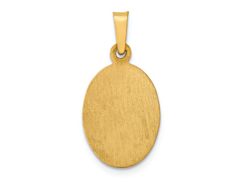 14K Yellow Gold Polished and Satin St Jude Thaddeus Medal Hollow Pendant