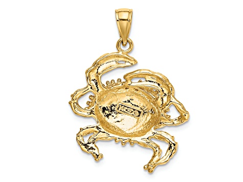 14k Yellow Gold Textured Crab Charm