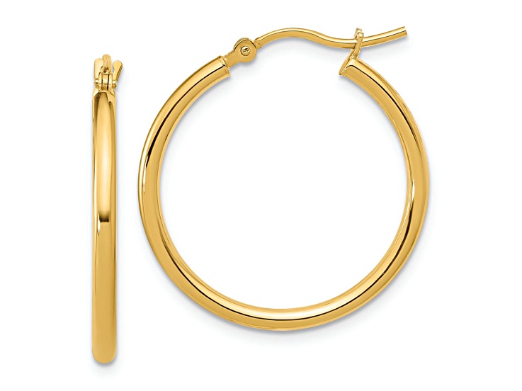 14k Yellow Gold 1 inch Polished Hoop Earrings