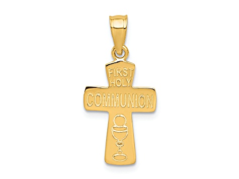 14K Yellow Gold First Holy Communion Cross Pendant