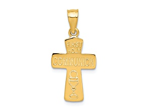 14K Yellow Gold First Holy Communion Cross Pendant
